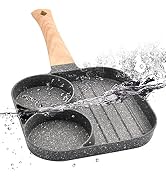 JUSTUP Nonstick Egg Frying Pan, 3-in-1 Nonstick Pan Divided Grill Frying Pan, Heat Resistant Hand...