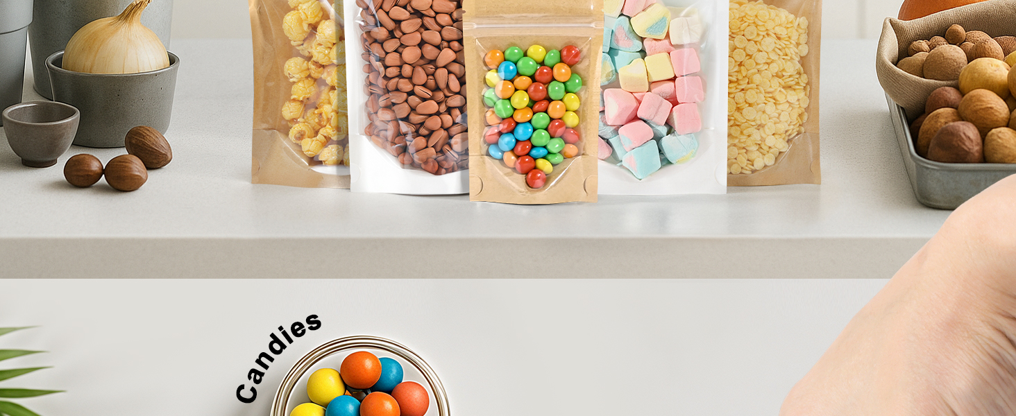 Kraft Bags With Window Clear Front Pouches