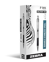 zebra F-301 ballpoint pen, zebra stainless steel pens, zebra writing instruments