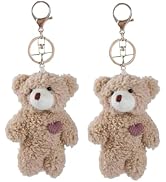 Calsgkspray 2Pcs Brown Bear Stuffed Keychain, Animal Bag Pendant, Rabbit DIY Trinket, Dog Plush K...