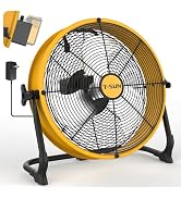 12" Battery Operated Floor Fan for Dewalt 20V Max Battery, Portable Fan with AC Adapter and USB O...