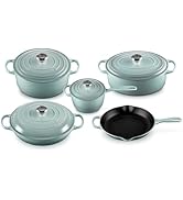Le Creuset Enameled Cast Iron Signature, 9-Piece Cookware Set, Sea Salt