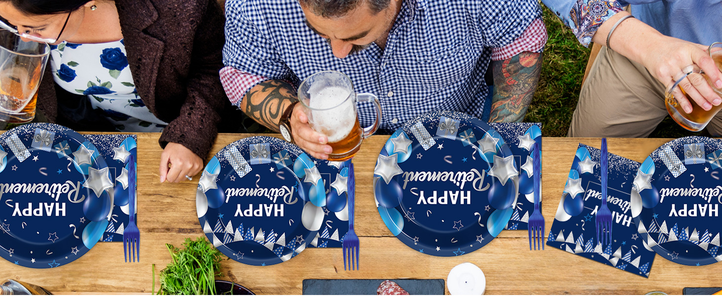gisgfim 96 Pcs Retirement Party Plates and Napkins Party Supplies