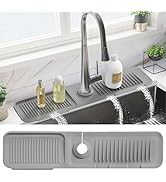 PoYang 24 Inch Faucet Mat for Kitchen Sink Splash Guard Behind Faucet, Sink Protectors for Kitche...