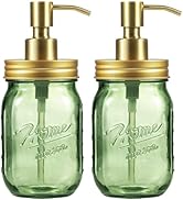 Amolliar Mason Jar Liquid Soap Dispenser, 16OZ Green Glass Hand Soap Holder, Stainless Steel Pump...