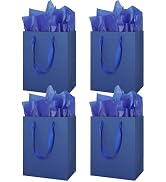 MOXARYSU 4 Pcs Medium Blue Gift Bags: 8x5x10 Inches Gift bags With Handles Party Favor Bags With ...