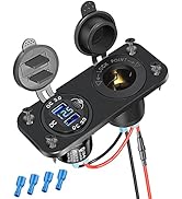 Cigarette Lighter Socket Outlet with Quick Charge 3.0,12V/24V USB Outlet with LED Voltmeter and D...