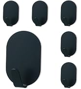 FUFUSING Black Metal Adhesive Wall Hooks, Heavy Duty Waterproof Wall Mounted Hooks for Bathroom, ...