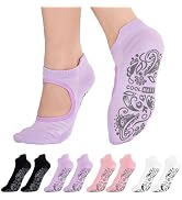 CoolMate Pilates Socks with Grips for Women, Yoga Socks, Crew Non Slip Women for Workout, Barre, ...