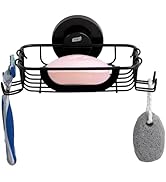 TAILI Soap Bar Holder Dish with Hooks, Shower Soap Tray Saver Suction Cup with Razor Holder for W...