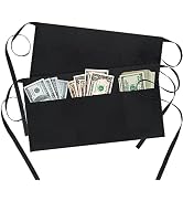 BOHARERS Waist Apron with 3 Pockets - Black Waitress Waiter Server Short Aprons