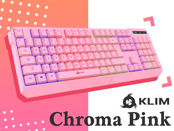 KLIM Chroma pink wireless keyboard pink gaming keyboard pink keyboard