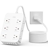 Solidock Power Strip Surge Protector 15 Ft Extension Cord with 12 AC Outlets 6 USB Ports Flat Plu...