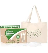 Biocean Extra Heavyduty Forks Disposable Cutlery No Plastic Forks 500 Count 7Inch Bio...
