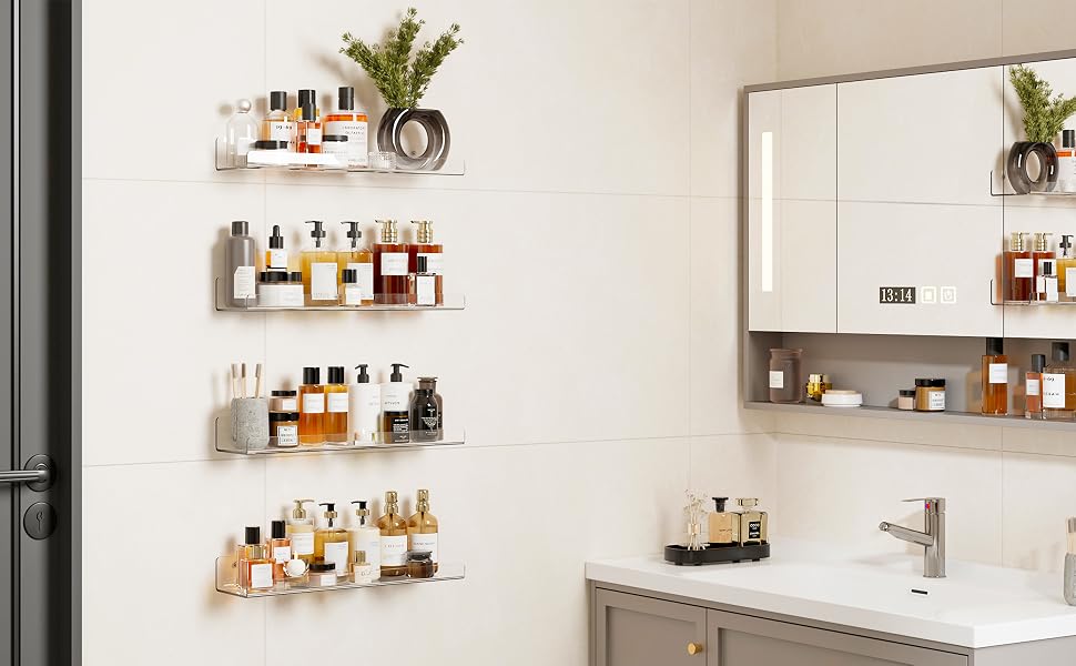 wall storage shelves vinyl floating acrylic shelf bedroom holder bathroom record book perfume clear