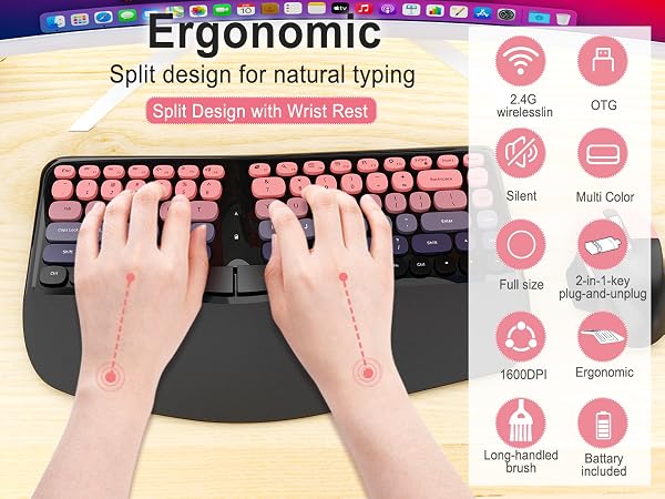 Ergonomic Wireless Keyboard and Mouse