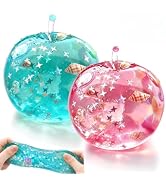2Pcs Apple Squishy Toy Sensory Stress Relief Slow Rising Squeeze for Adults | Ocean Glitter Fruit...