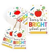 FYSUIMU Back to School Paper Gift Tags First Day of School Blank Tags Colored Here's to A Bright ...