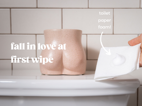 Fragrance-free Tushe toilet paper foam: sensitive skin, septic safe, and plumber approved.