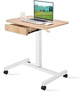 CLATINA Mobile Laptop Standing Desk, Height Adjustable Teacher Podium with Lockable Wheels, Adjus...