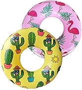 Pool Tubes for Kids, Inflatable Pool Ring Floats, Flamingo Swim Ring, Cactus Swim Tube, Funny Poo...