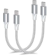 USB C to USB C Cable, (1FT,2-Pack) Braided Short usbc Cable, Type C 60W Fast Charging Cable for i...