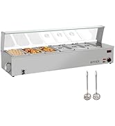 ROVSUN 48QT Electric Commercial Food Warmer, 6-Pan Steam Table 8QT/Pan Stainless Steel Bain Marie...