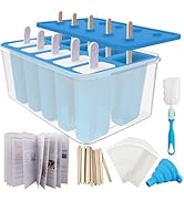 Miaowoof Homemade Popsicle Molds, Silicone Ice Popsicle Maker Non-BPA, with 50 Sticks, 50 Bags, 1...