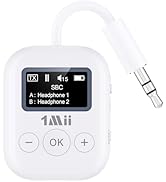 1Mii Bluetooth 5.3 Transmitter w/Screen for TV to 2 Headphones, aptX AD/LL/HD Hi-Fi Audio, 25H Pl...