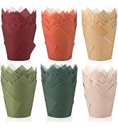 FYSUIMU 180 Pcs Autumn Tulip Cupcake Liners Warm Fall Muffin Baking Cups Wedding Colors Cupcake W...