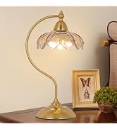 Artmooy Table Lamps for Living Room, Flower Desk Lamp, Glass Beside Lamp for Nightstand, Goosenec...