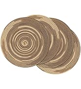 SHACOS Round Braided Placemats 15 inch Set of 4 Variegated Washable Kitchen Table Place Mats Tabl...