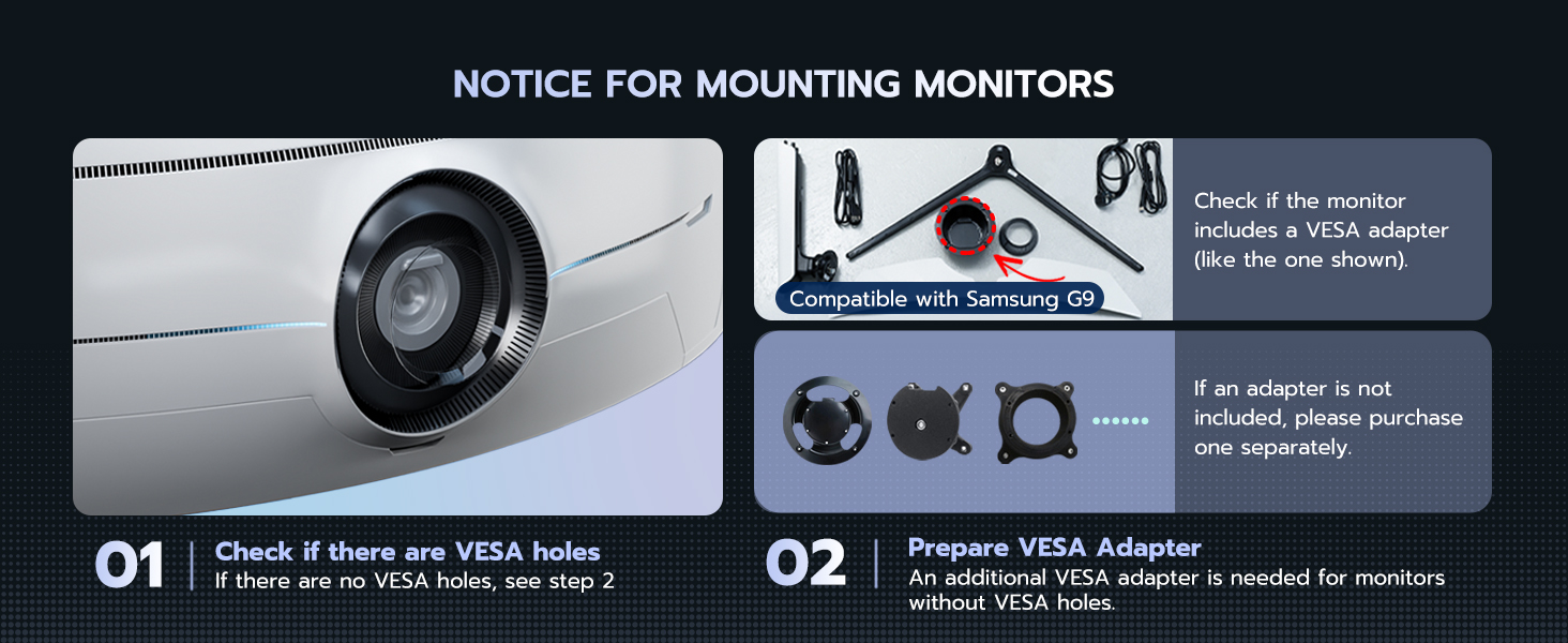 GDT1008WLBK notice for mounting monitors