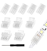 RGBZONE 10Pcs LED Strip Connectors 3 Pin Gapless Solderless Strip to Wire Quick Connector Univers...