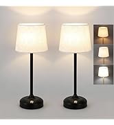 LAVAED Cordless Table Lamps Rechargeable Bedside Lamp 3 Color Temperature Stepless Dimmable, Smal...