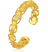 Gold Plated Bracelets for Women Non Tarnish, Adjustable Stackable Bangle Jewelry - Dainty Minimal...
