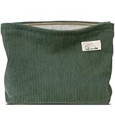 HAPPYHEIDI Corduroy Makeup Bag with Compartment Cosmetic Toiletry Travel Pouch, Make Up Accessory...