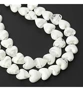NITOPUPU About 35pcs 16mm White Stripes Heart Glass Beads for Jewelry Making Supplies Handmade Mu...
