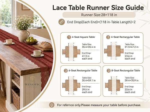28 inches * 118 inches table runner 3pcs