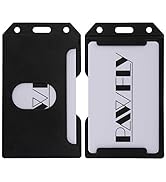 Pawfly Multi Badge Holder 2 Sided Vertical Black ABS Rigid Plastic ID Card Protector, 5 Pack
