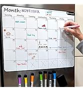 Large 17.5"x13.5" Dry-Erase Magnetic Monthly Calendar (Organizer/Planner) for Kitchen Fridge (Ful...