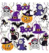 Purple Halloween Hanging Swirls Decorations - Pack of 30 | Ghost Hanging Swirls for Halloween Bab...