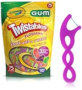 GUM-857R Crayola Twistables Flossers, Fluoride Coated, Twisted Fruit Flavors, Ages 3+, 75 Count (...