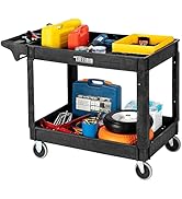 TUFFIOM Plastic Service Utility Cart with Wheels, 550lbs Capacity, Heavy Duty Tub W/Deep Shelves,...