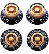 Taiss 4Pcs Amber Top Hat Bell Style Knobs Electric Guitar Bass Speed Volume Tone Control Knobs Fi...