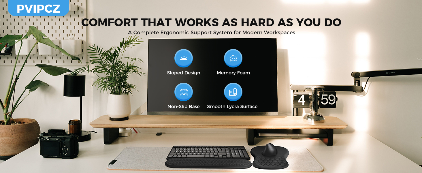 Ergonomic mouse pad and keyboard wrist support set