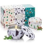 Christmas Scented Candles Gifts for Women, 2 Pack 2.5 oz Natural Floral Vanilla and Pine Tree Can...