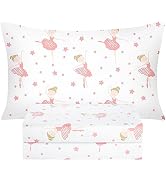 BYSURE Twin Sheets Set Kids(Ballerina, Pink), 3 Pieces Easy Fit Deep Pocket Sheets Set, Breathabl...