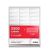 enKo 3300 Labels, 1x 2-5/8 - White - Address, Mailing, Shipping & Barcode Blank Labels for Laser