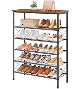 Tajsoon 6 Tier Free Standing Shoe Rack for 20-24 Pairs, X Shape Fixed Frame Metal Mesh Shoe Rack ...